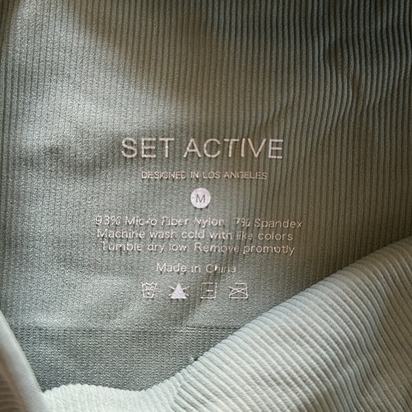 SET Active sage green one shoulder bra top Medium - Picture 3 of 3